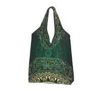 GSGCSBYMLG Mandala Style Floral Circle Antique Swirls Printed Portable Shopping Bag Foldable Storage Bag