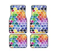 GSGCSBYMLG Mermaid Fish Scale printed Car Floor Mat Set of Four Car Decorative Floor Mats