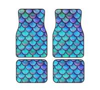 GSGCSBYMLG Mermaid Teal Fish Scale printed Car Floor Mat Set of Four Car Decorative Floor Mats