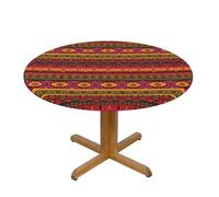 GSGCSBYMLG Mexican Folk Art Boho printed Oxford fabric round tablecloth Fitted Tablecloth