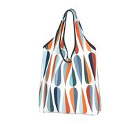 GSGCSBYMLG Mid Century Modern Retro With Drop Shapes Printed Portable Shopping Bag Foldable Storage Bag