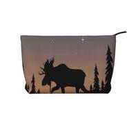 GSGCSBYMLG Moose Mountain Pine Tree Wilderness Printed Corduroy Makeup Bag Travel Toiletry Bag Travel Organizer Bag