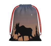 GSGCSBYMLG Moose Mountain Pine Tree Wilderness printed Drawstring Gift Bag Candy Bag Party Gift Bag