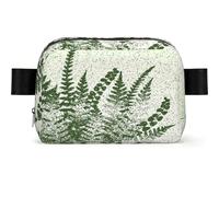 GSGCSBYMLG Natural Plant Silhouette Fern Leaf Printed Square-Shaped Fashionable Waist Bag Casual Chest Bag