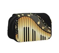 GSGCSBYMLG Novel Music Note Printed Double Clamshell Pen Case Portable Stationery Case