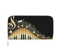 GSGCSBYMLG Novel Music Note Printed Leather Hand Wallet Men Women Zip Clutch Card Holder