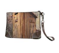 GSGCSBYMLG Old Ancient Outhouse Printed Leather Clutch Makeup Bag Travel Toiletry Bag