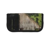 GSGCSBYMLG Old Wooden Barn with Rusted Tractor Printed Canvas Pen Case Portable Stationery Case Storage Pouch
