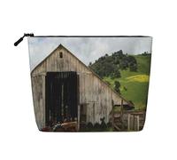 GSGCSBYMLG Old Wooden Barn with Rusted Tractor Printed Fake Hemp Makeup Bag Travel Toiletry Bag Organizer Bag