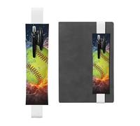 GSGCSBYMLG Orange Softball Baseball on Fire and Water Printed Leather Pen Holder Bookmark Pencil case