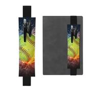 GSGCSBYMLG Orange Softball Baseball on Fire and Water Printed Leather Pen Holder Bookmark Pencil case