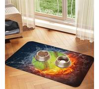 GSGCSBYMLG Orange Softball Baseball on Fire and Water printed Pet absorbent leather tablecloth Placemat