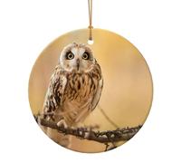 GSGCSBYMLG Owl Standing on The Tree printed Ceramic Round Pendant Round ceramic pendant in multiple sizes