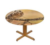 GSGCSBYMLG Owl Standing on The Tree printed Oxford fabric round tablecloth Fitted Tablecloth