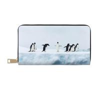 GSGCSBYMLG Penguins on The Iceberg Printed Leather Wallet Large Travel Wallet Men Women Zip Clutch Card Holder