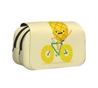 GSGCSBYMLG Pineapple Bike Printed Double Clamshell Pen Case Portable Stationery Case