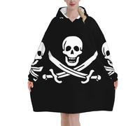 GSGCSBYMLG Pirate Flag printed Blanket Hoodie Oversized Hooded Blanket Large Pocket Hooded Blanket