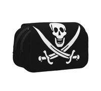 GSGCSBYMLG Pirate Flag Printed Double Clamshell Pen Case Portable Stationery Case