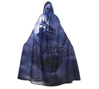 GSGCSBYMLG Pirate sailboat full moon printed Adult Hooded Cloak Unisex Adult Long Cape Robe