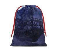 GSGCSBYMLG Pirate sailboat full moon printed Drawstring Gift Bag Candy Bag Festive Party Gift Bag