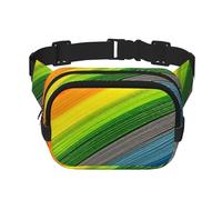 GSGCSBYMLG Rainbow Color Stripe Printed Square Double Layer Waist Bag Travel Bag