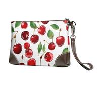 GSGCSBYMLG Red Cherries Printed Leather Clutch Makeup Bag Travel Toiletry Bag