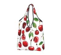GSGCSBYMLG Red Cherries Printed Portable Shopping Bag Foldable Storage Bag