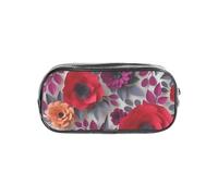 GSGCSBYMLG Red Pink Flowers Printed Transparent Pencil case Pencil Bag Portable Stationery Bag
