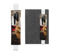 GSGCSBYMLG Red Wine Galsses & Grapes with Wooden Printed Leather Pen Holder Bookmark Pencil case