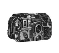 GSGCSBYMLG Retro Cool Camera Collection Printed Double Clamshell Pen Case Portable Stationery Case