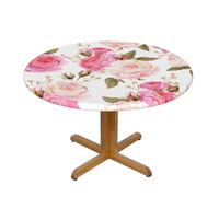 GSGCSBYMLG rose flower printed Oxford fabric round tablecloth Fitted Tablecloth