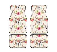 GSGCSBYMLG Runner Bull Skull printed Car Floor Mat Set of Four Car Decorative Floor Mats