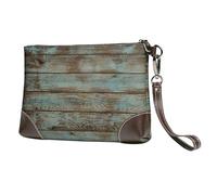 GSGCSBYMLG Rustic Old Barn Wood Printed Leather Clutch Makeup Bag Travel Toiletry Bag