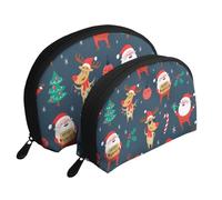 GSGCSBYMLG Santa Claus Christmas Printed Portable Bags Clutch Pouch Shell Storage Bag
