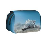 GSGCSBYMLG Sea Conch Shell Starfish Turtle Printed Double Clamshell Pen Case Portable Stationery Case