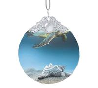GSGCSBYMLG Sea Conch Shell Starfish Turtle printed Glass Round Pendant Decoration round Pendant
