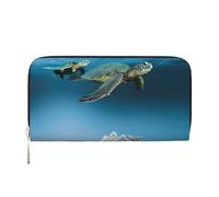 GSGCSBYMLG Sea Conch Shell Starfish Turtle Printed Leather Hand Wallet Men Women Zip Clutch Card Holder