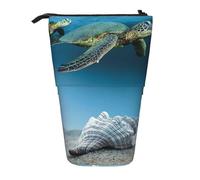 GSGCSBYMLG Sea Conch Shell Starfish Turtle Printed Pencil Telescopic Vertical Pencil Case