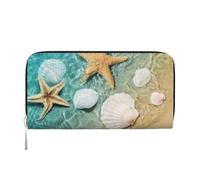 GSGCSBYMLG Sea Shell Starfish Printed Leather Hand Wallet Men Women Zip Clutch Card Holder