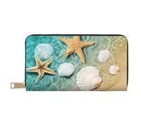 GSGCSBYMLG Sea Shell Starfish Printed Leather Wallet Large Travel Wallet Men Women Zip Clutch Card Holder