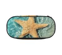 GSGCSBYMLG Sea Shell Starfish Printed Pencil Bag Pencil Case Portable Stationery Case