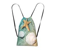GSGCSBYMLG Sea Shell Starfish printed Storage bag with a drawstring backpack Drawstring strap pack