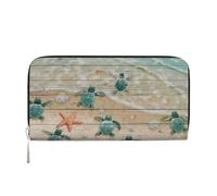 GSGCSBYMLG Sea Turtle Starfish Printed Leather Hand Wallet Men Women Zip Clutch Card Holder