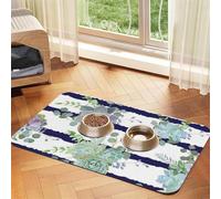 GSGCSBYMLG Striped succulents printed Pet absorbent leather tablecloth Placemat