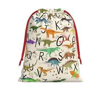 GSGCSBYMLG Stylish Learning Alphabets with Dinosaurs printed Drawstring Gift Bag Candy Bag Festive Party Gift Bag