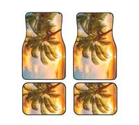 GSGCSBYMLG Sunset Hawaiian Palm Tree Waves printed Car Floor Mat Set of Four Car Decorative Floor Mats