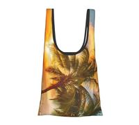 GSGCSBYMLG Sunset Hawaiian Palm Tree Waves Printed Fold Eco-Friendly Shopping Bag Foldable Storage Bag