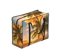 GSGCSBYMLG Sunset Hawaiian Palm Tree Waves printed Portable shopping storage bag luggage bag Hand Tote Bag