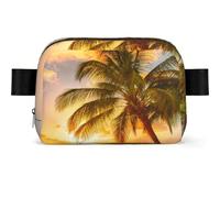 GSGCSBYMLG Sunset Hawaiian Palm Tree Waves Printed Square-Shaped Fashionable Waist Bag Casual Chest Bag