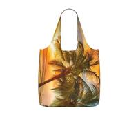 GSGCSBYMLG Sunset Hawaiian Palm Tree Waves Printed Storage Bag With A Drawstring Backpack Shopping Bag